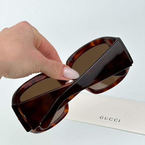 Gucci GG1402S 002 BRAND NEW Sunglasses Havana Brown Women Square Oversized - Picture 3 of 11